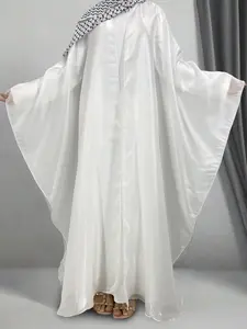 Women's Plain Glitter Round Neck Abaya without Hijabs, Elegant Long Sleeve Open Front Abaya for Daily Wear, Ladies Islamic Clothing for All Seasons, Modesty Muslim Clothing, Traditional Abaya