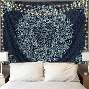 Edeesky Black Blue Mandala Tapestry Wall Hanging Vintage Tapestries Aesthetic Hippie Wall Decor Bohemian Wall Art Boho Home Decoration for Bedroom,Living Room,Dorm