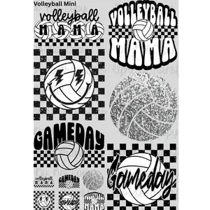 Volleyball Mini DTF Transfer Gang Sheet 24.5" Wide x 36" Long Direct To Film Trendy Vibrant Designs for Stylish Wardrobe