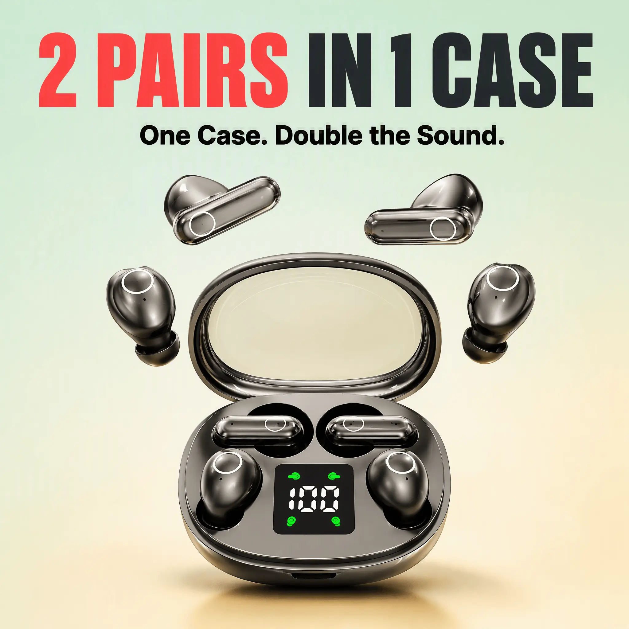 FLUFFDRIP SK35 True Wireless Bluetooth Invisible Earbuds - Digital Audio Mini Transparent Short Stem Headphones, Button Control, Rechargeable Battery Charging Case, Double Edition for Sleep, Sports Transparent Tws Earphones In Ear Headphones