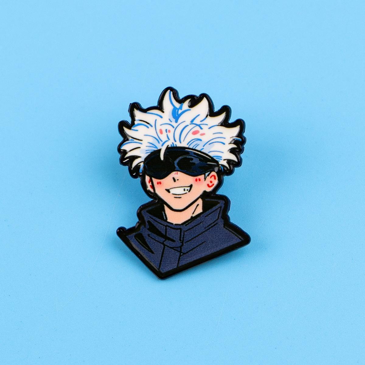 Cool Anime Character Pin, Punk Design Badge, Zinc Alloy Unique Brooch, Fashion Clothing Accessory, Casual Style, All Seasons, Pin Included