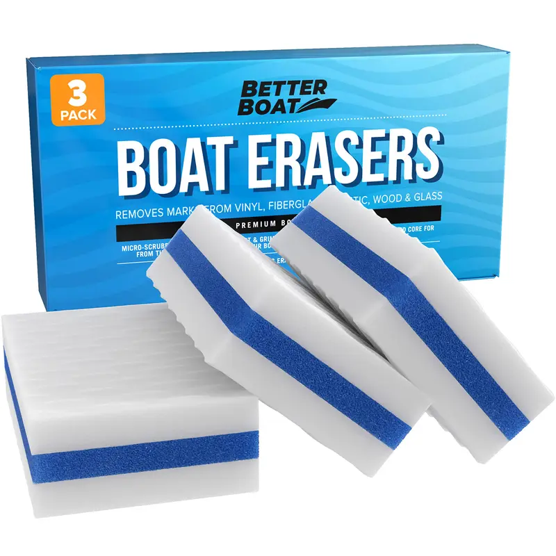 Better Boat Erasers - 1.5" x 3" x 4.5" Boat Supplies, Powerful Scrubbing & Effortless Cleaning, No Harsh Chemicals Quick Removal for Vinyl Fishing Vessels, Water Sports Accessory, 30 Days Money Back Guarantee