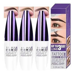 （3PCS）Peel Off Tattoo Eyebrow Gel Tinting,Off Tinted Eye Brow Glue,Waterproof Long-lasting Transfer-proof Eyebrow Gel Peel Off,Up to 3 Days,Mother's Day Makeup Gift for Women Girl