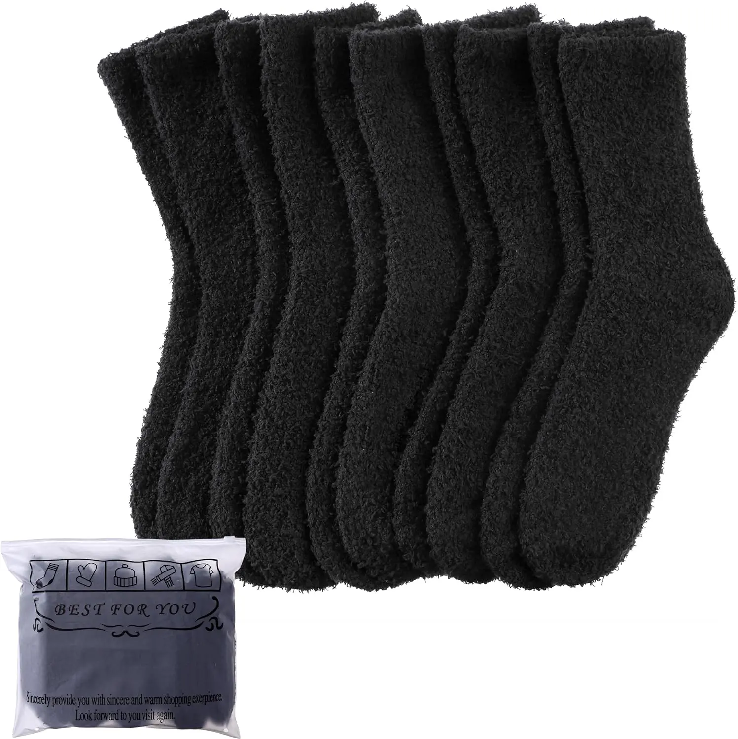 Womens Fuzzy Slipper Socks Animal Soft Warm Cute Microfiber Cozy Fluffy Winter Christmas Socks (5 Pairs Black) Color City