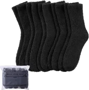 Womens Fuzzy Slipper Socks Animal Soft Warm Cute Microfiber Cozy Fluffy Winter Christmas Socks (5 Pairs Black) Color City