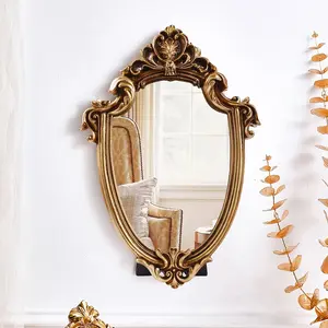 Vintage Style Mirror Hanging Decor, 1 Count Exquisite European Style Wall Mounted Mirror Ornament, Wall Decor for Home Living Room Bedroom
