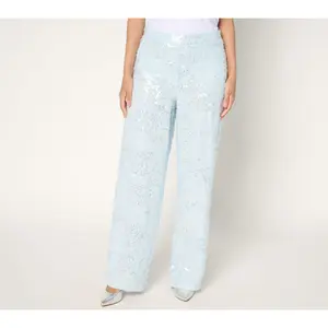 Dennis Basso Petite Wide Leg Sequin Pants