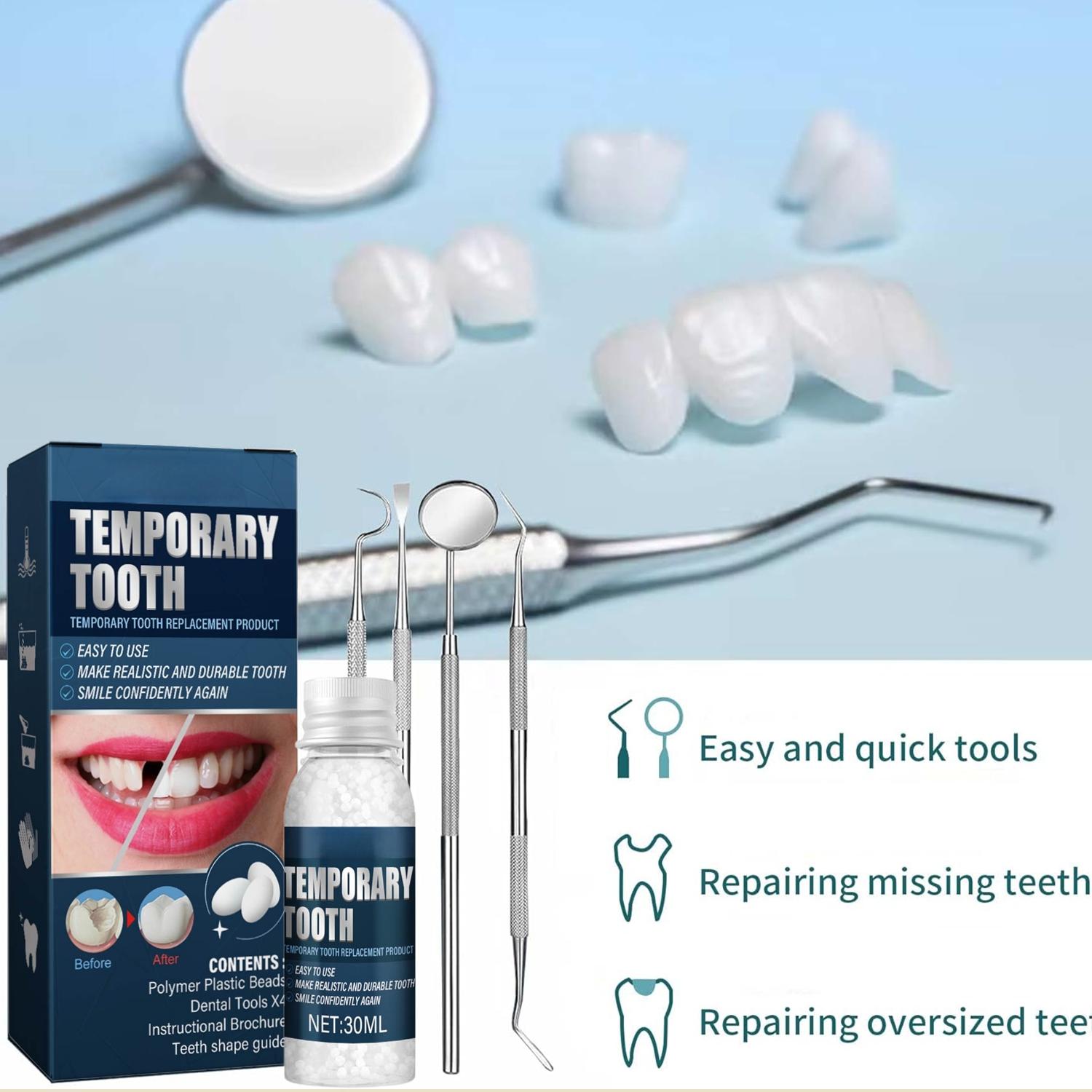 Tooth Repair kit with 4 Dental Tools, Tooth Filling Repair The Missing Teeth, Dental Care Kit Fixing Broken Teeth, Save Smile Cause Bad Teeth and Smile Confidently Again
