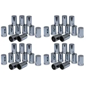 Torque 40 pcs of 33mm Chrome Cylinder Screw-on Lug Nut Covers for Volvo (VNL) & International & Peterbilt & Kenworth & Mack & Freightliner (Cascadia, Columbia, M2, FLD) Semi Trucks (TR614)