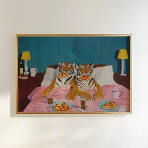 Wall Art Tiger Pizza Print Dopamine Decor