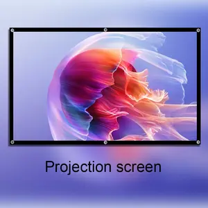 High Definition Projection Screen, Edges with Holes, Easy Installation, Foldable, Washable, 60/72/84/100/120/150 Inches 16:9 Portable HD Projector Screen