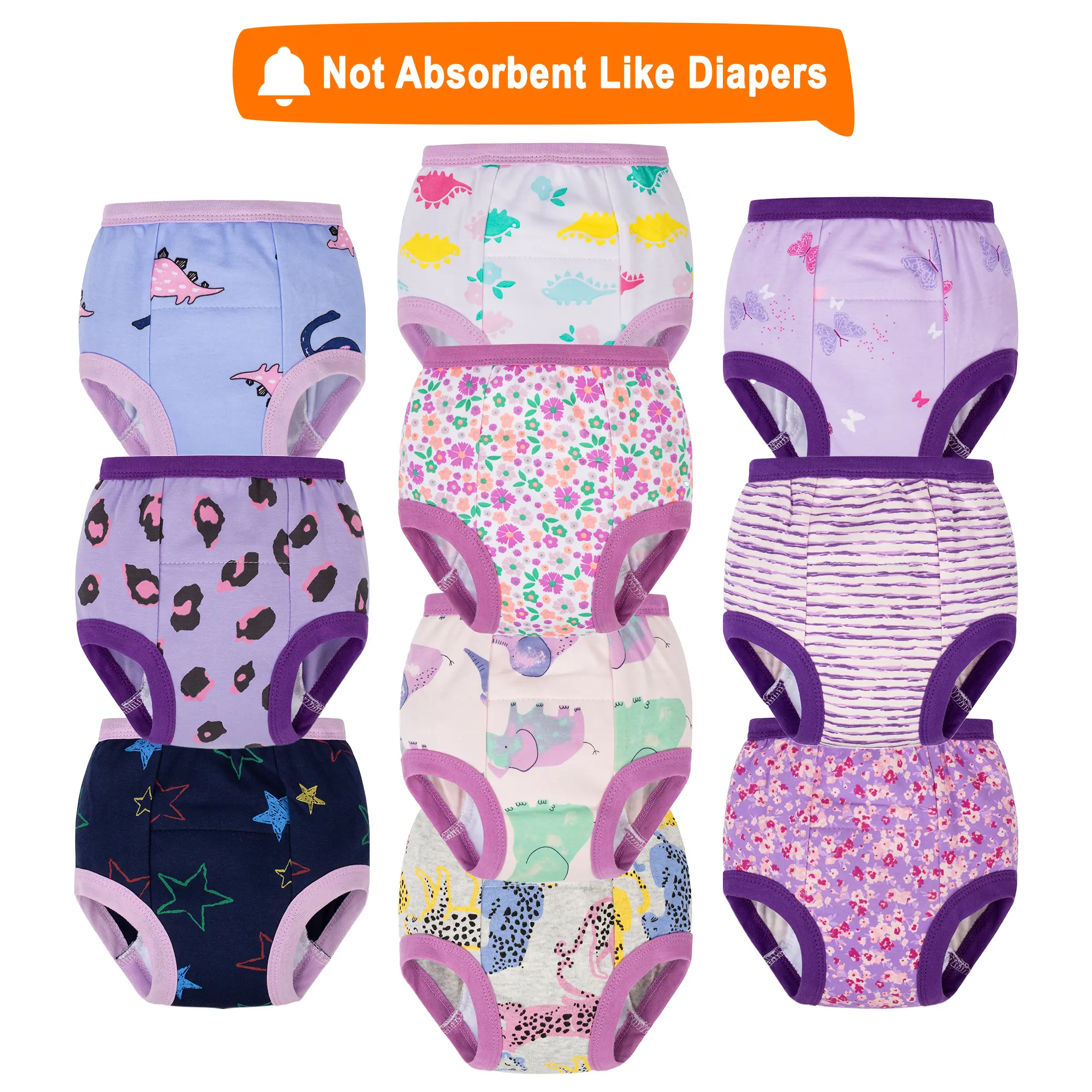 Toddler Potty Training Pants 10-Pack - Soft Cotton, Washable Toddler Bloomers, Comfortable Training Underwear for Boys and Girls