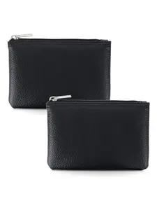 2 Pack Leather Zipper Coin Purse,Portable Change Wallet,Zipper Wallet Design,Coin Pouch with Zipper for Men Women,Small Pouch Change Purse Coin Bag,Mini Coin Pocket Pouch Change Holder for Men Women