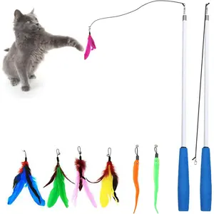 Interactive   Wand 2 count  Fishing Pole   for Indoor Cats with  and Funny  Refills to Drive Kittens Crazy
