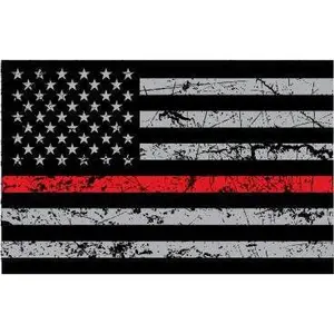 USA Flag Thin Red Line Distressed Flag Sticker Decal