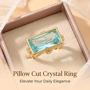 Elegant cushion-cut crystal promise ring, a sophisticated accessory for ladies' evening wear, and a stylish accessory for everyday wear.
