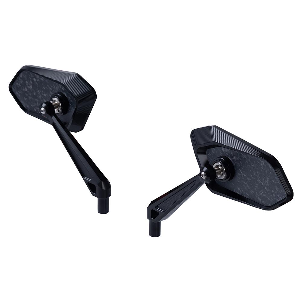 FireBlade Carbon Fiber Performance Motorcycle Side Mirrors - CNC Machined Forged Carbon-Billet Aluminum Motor Part, Easy Install Replacement with Aggressive Look & Improved Vision for Harley-Davidson, Indian, Larger View