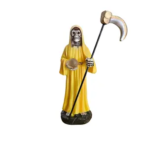 Mini Santa Muerte Statue Yellow 3.5