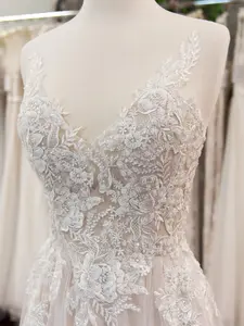 Beaded lace wedding dress
