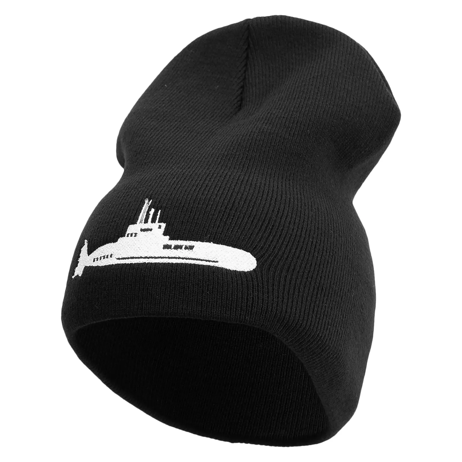 US Navy Submarines Embroidered 8 Inch Solid Knit Short Beanie