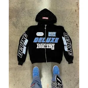 Y2K lazy zipper cardigan versatile couple tops Aesthetic fashion letter graphic print design zip per hoodies for women Casual Menswear(Sheets)