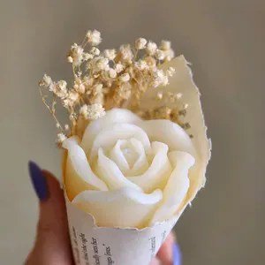 single rose candle- mini bouquet