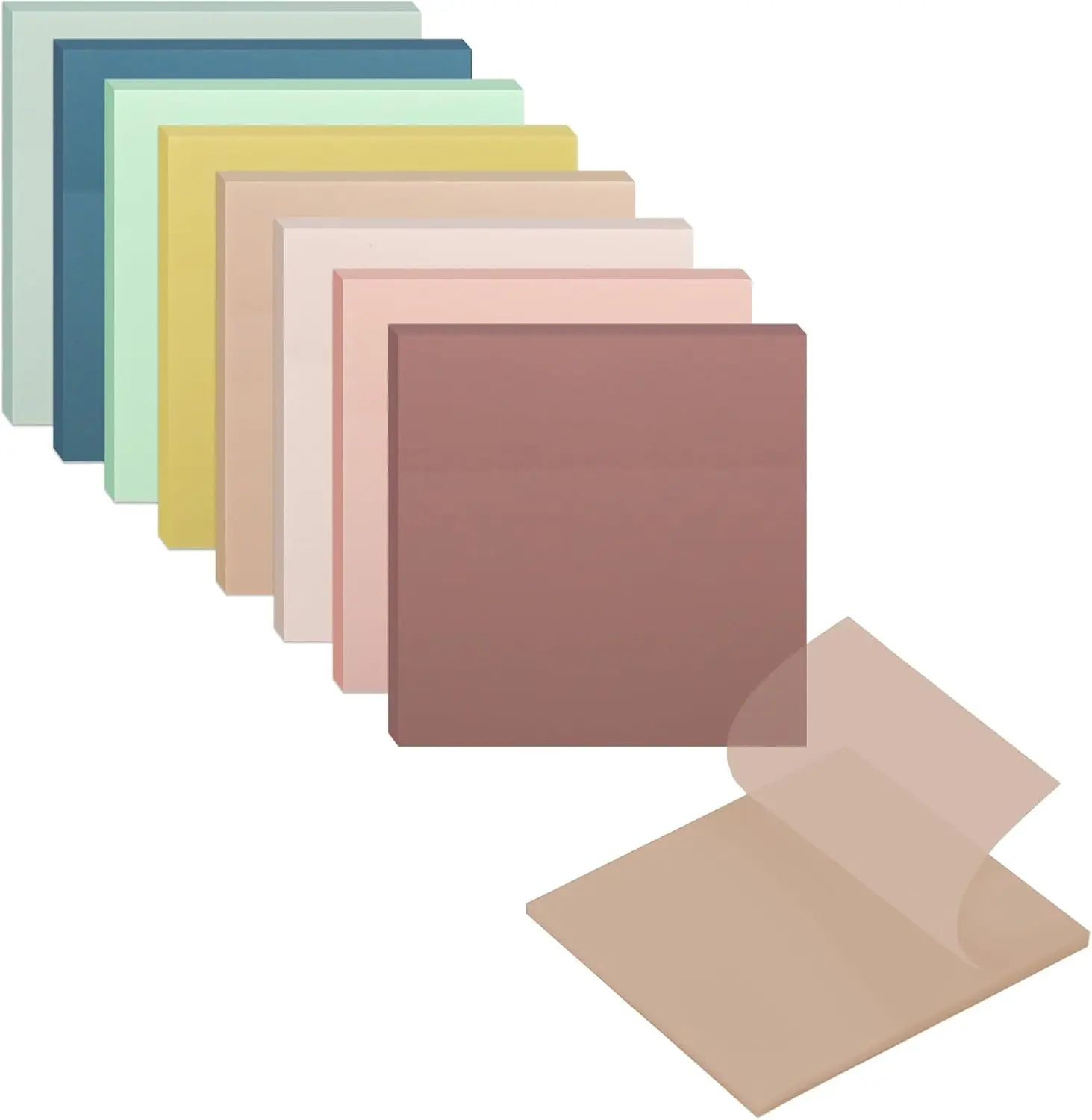 8 Pads Transparent Sticky Notes 3x3 inch Pastel Clear Sticky Notes 400 Sheets Self-Adhesive Waterproof Translucent See Through Sticky Note for Annotation College School and Office Supplies