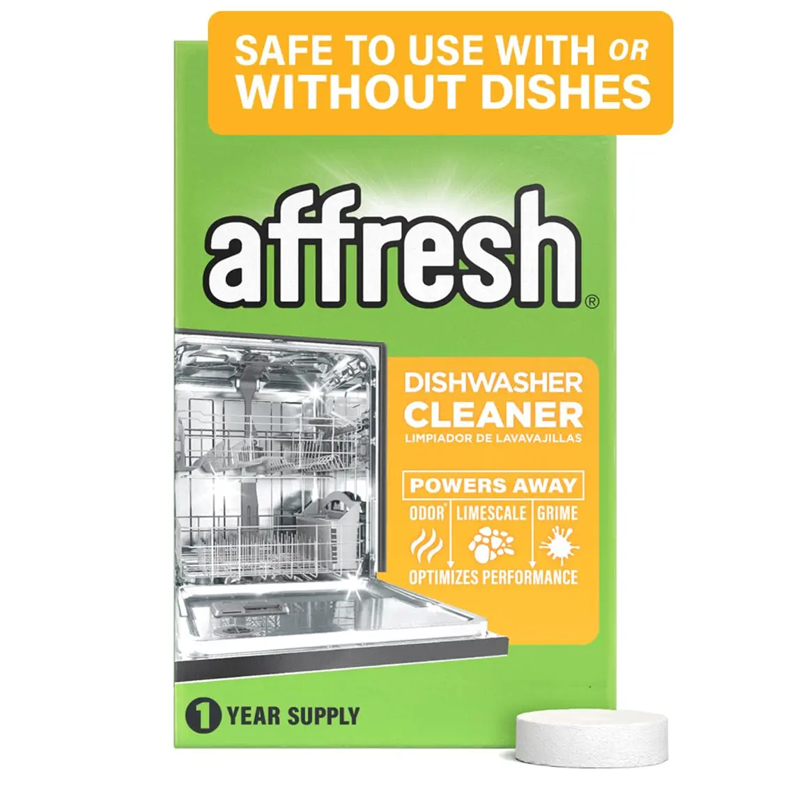 Affresh Dishwasher Cleaner, Helps Power Away Odor Causing Residues & Grime Inside Pump, Tub & Hoses, 6 Tablets, 6 Month Supply