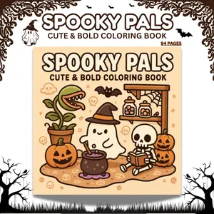 Spooky Pals: Cute & Easy Halloween Coloring Book for Kids, Teens & Adults – Fun Spooky Characters, Simple Designs for Relaxation, Fall & Holiday Activity Book