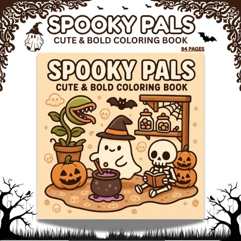 Spooky Pals: Cute & Easy Halloween Coloring Book for Kids, Teens & Adults – Fun Spooky Characters, Simple Designs for Relaxation, Fall & Holiday Activity Book