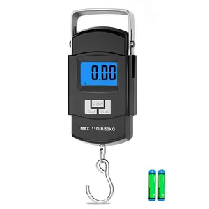 110 lbs / 50kg Digital Fishing Scale, Backlit LCD Display, Portable Handle, Stainless Steel Hook and Two AAA Batteries -- Reliable Fishing Gear, Men's Fishing Gift