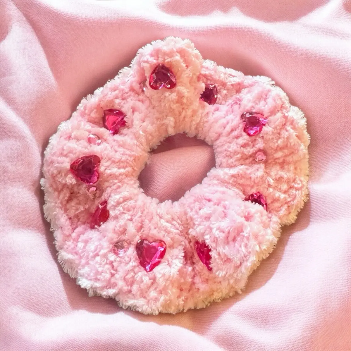 Heart Hair Scrunchie, Velvet Material, Various Colors
