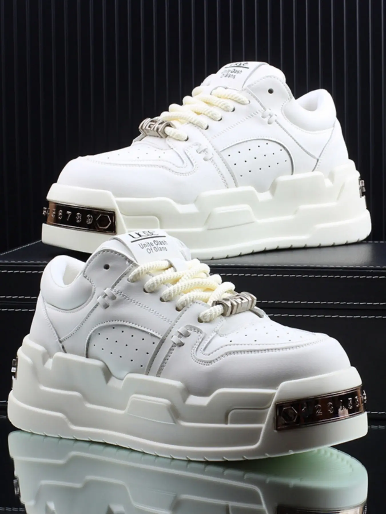 Multicolor Thick Sole Trendy Skate Shoes, Punk Style, Fashion Versatile, Height Increase, Anti-Slip Wear-Resistant, Personalized Decoration, Sneaker