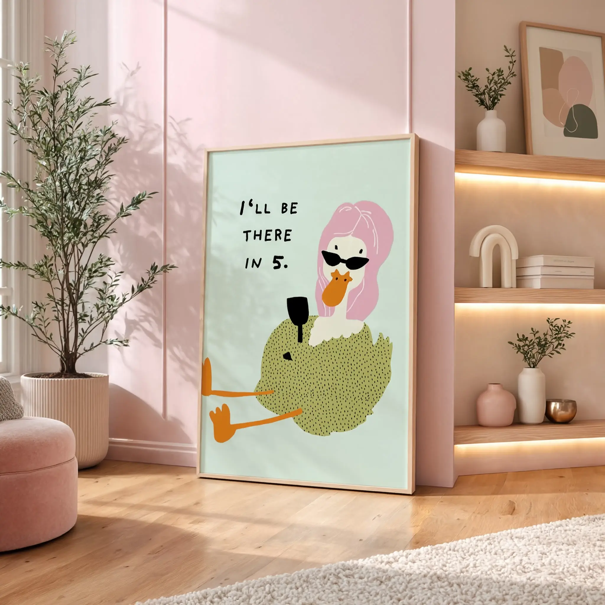 Retro Duck Bathroom Poster Funny Animal Wall Art Dopamine Home Decor Print