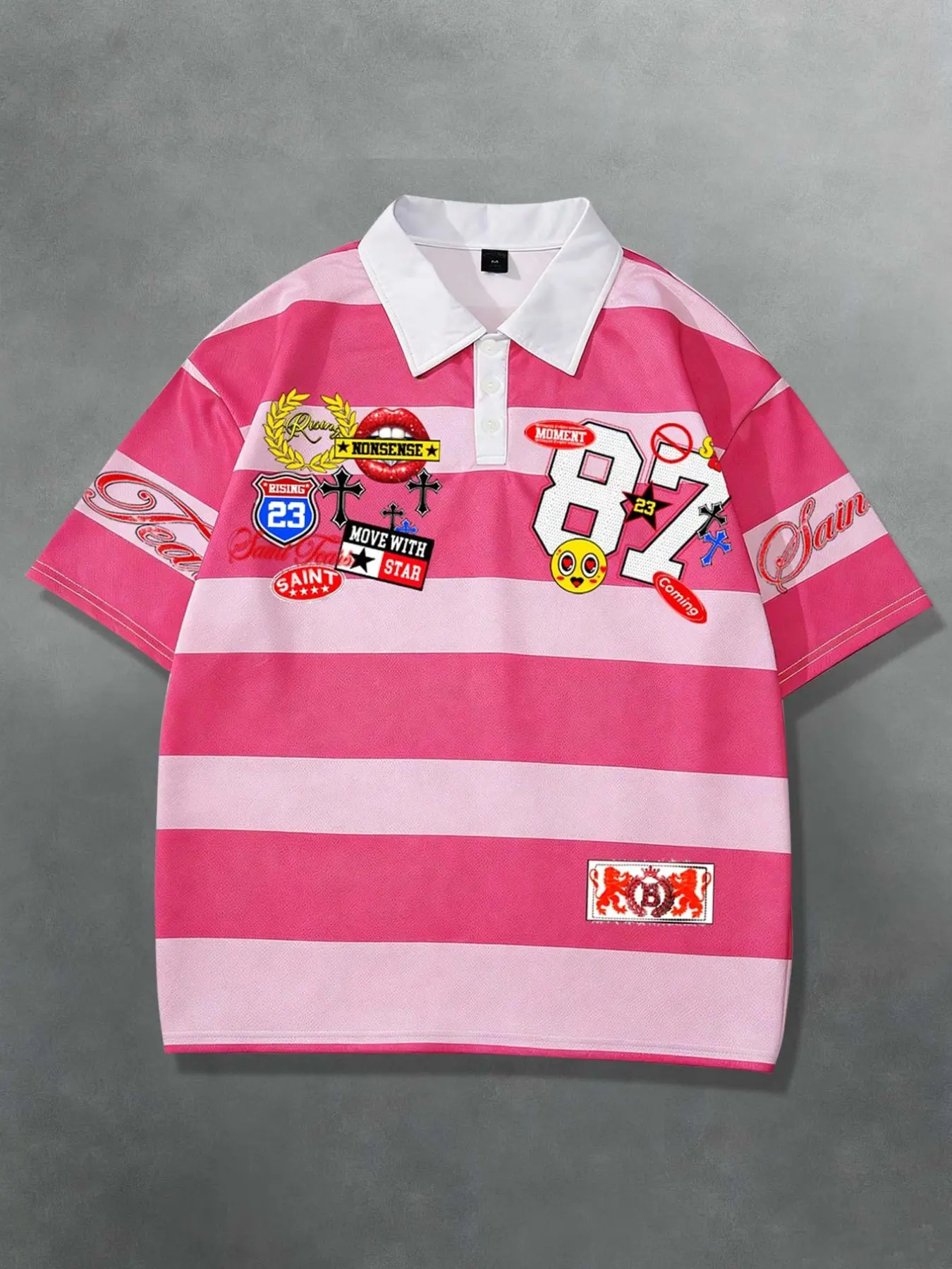 トップス \"BBY TECHBOI\" FUR PINK POLO swag y2k BBY TECHBOI