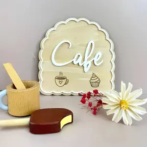 Kitchen & Playroom Wooden Signs, Montessori Play Decor, Kids' Café Plaque, Creative Role-Play Decor
