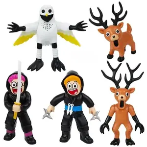 5pc Forest Deer Plushies Set, Virtual Survival Game Accessories, Handmade Animal Toys, Perfect Gift for Kids & Collectors