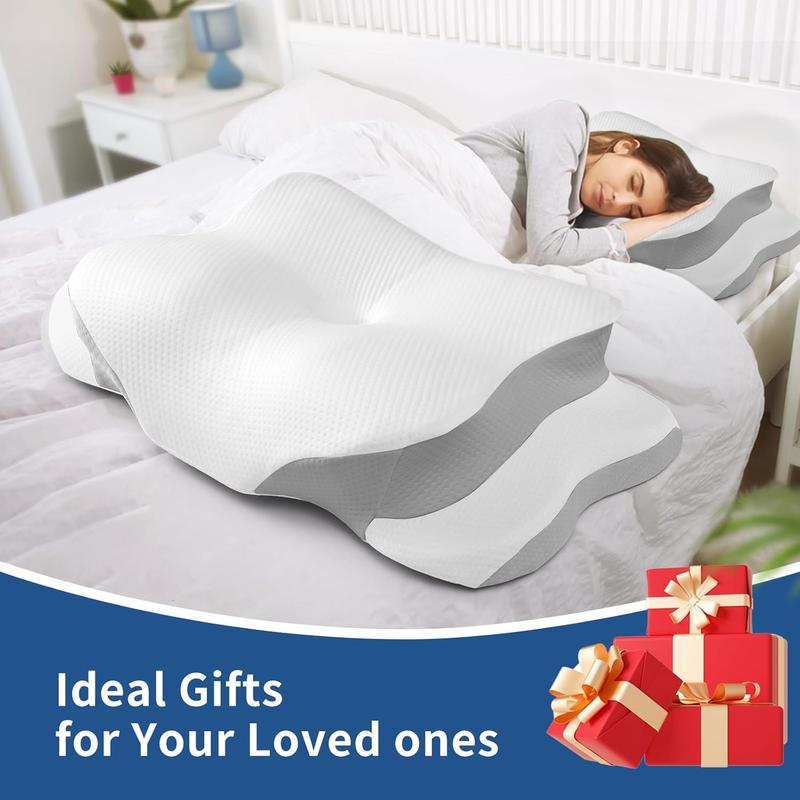 Cervical Neck Pillow for Pain Relief - Cooling Pillow for Side Sleepers, Adjustable Orthopedic Pillow with Removable Breathable Cover, Neck Pillow for Adults