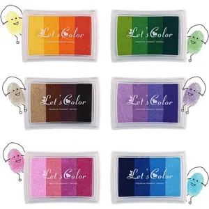 6 Colors Rainbow Stamp Pads - Vibrant Fingerprint Ink Pads for Stamping, Card Making, Scrapbooking & Art Projects - Durable PP Material, No Chemicals, Perfect for Creative Crafts, Craft Supplies, and DIY Projects, Colorful Crafting Tools