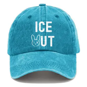 ICE OUT Bunny Anti ICE Unisex Washed Vintage Baseball Cap Snapback Hat Denim Hat