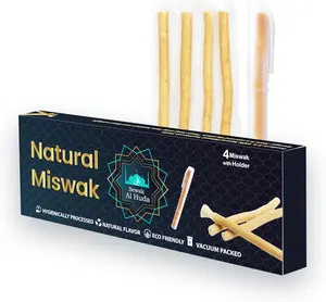 4 PCS Natural Miswak Sticks with Holder – Vacuum Sealed Chewing Sticks for Teeth Cleaning, Whitening & Fresh Breath Dental Floss
