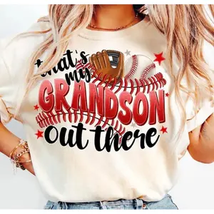 [Sale Up To 50%] That's My Grandson Out There Baseball Grandma Shirt, Baseball Mother's Day T-Shirt, Baseball Lover Mama T-Shirt, Gift For Mom Shirt tiktokshopspringglowup