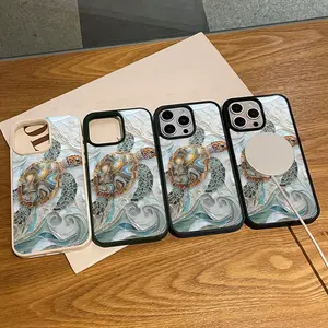 [Magnetic Design]Mosaic Sea Turtle Adorable Magnetic Case for iPhone11/12/13/14/15/16/17/promax MagSafe Compatible, Lightweight, Anti-Fall |   Girly & Chic Style