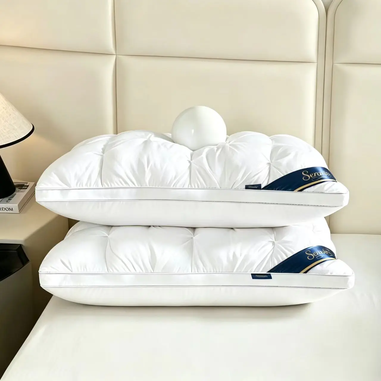 Hotel Luxury Cervical Neck Pillow - 5-Star Tufted Bedding Pillow with Allergy-Friendly Polyester Cover, Cloud Soft Down-Alternative Filling, Ergonomic Support for Side/Back Sleepers, Neck Pain Relief & Deep Sleep (2-Piece Set Option)