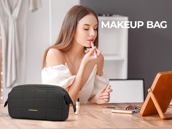 BAGSMART Makeup Bag, Puffy Padded Travel Cosmetic Organizer for Women, Wide-Open Makeup Case for Toiletries, Accessories, and Brushes TikTokShopHolidayHaul BAGSMART Makeup Bag, Puffy Padded Travel Cosmetic Organizer for Women, Wide-Open Makeup Case for Toiletries, Accessories, and Brushes TikTokShopHolidayHaul