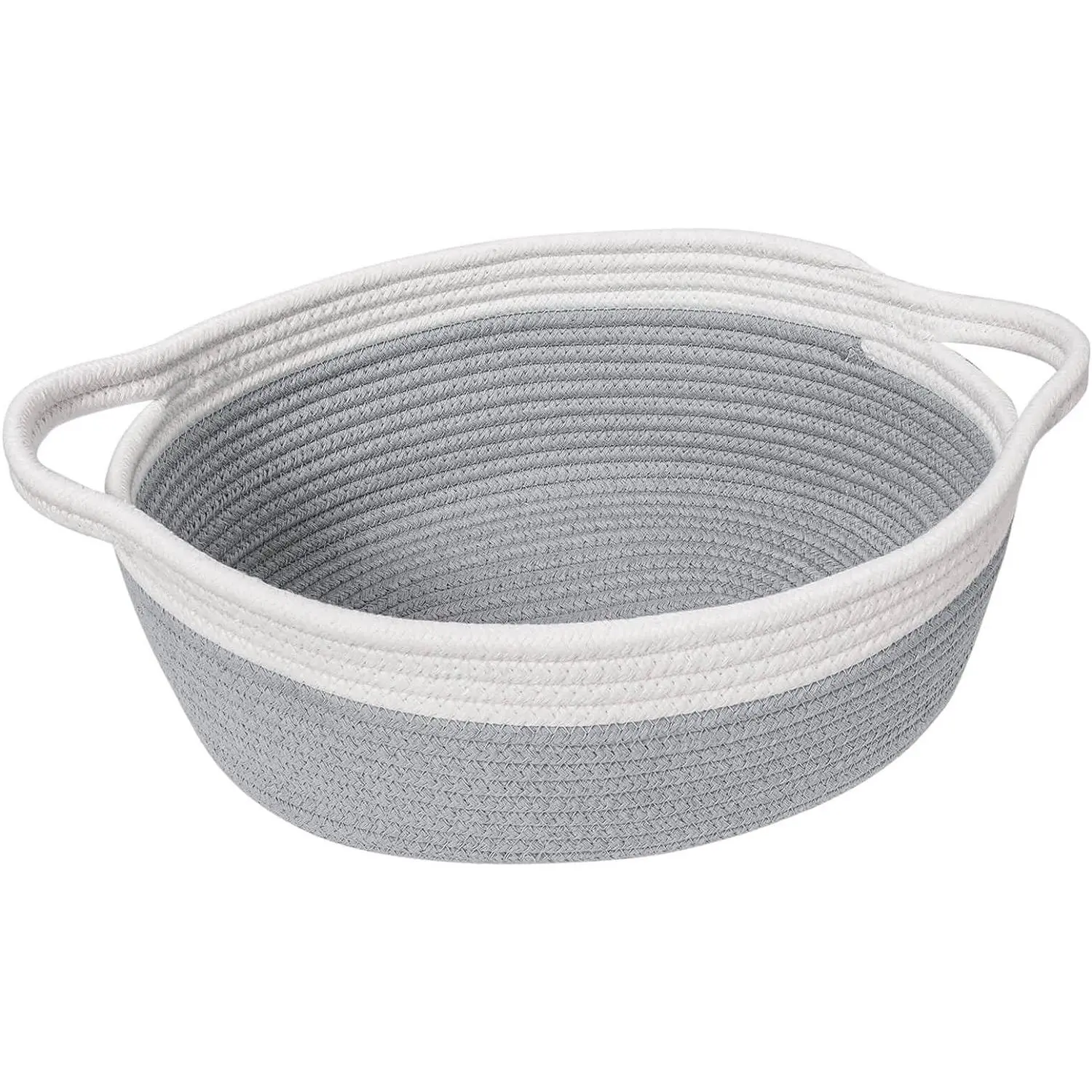 Small Woven Basket, Storage Basket with Handles, Empty Baskets for Gifts, Woven Basket for Diapers, Towels, Snacks, Dog Toy Basket, Easter Basket, 12"x 8" x 5",