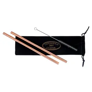 Set of 2 Jumbo Pure Copper Straws perfect for Smoothies Milkshakes Juice Tea Water Bottles and More! From Cuyahoga Copper