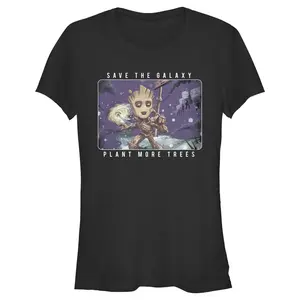 Juniors Womens Marvel Groot Save the Galaxy Plant More Trees T-Shirt