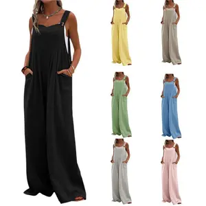 Jumpers for Women with Pockets Casual Cold Shoulder Jumpsuit Solid Button Suspender Jumpsuits Wide Pocket Leg Pants Clothes Fashion