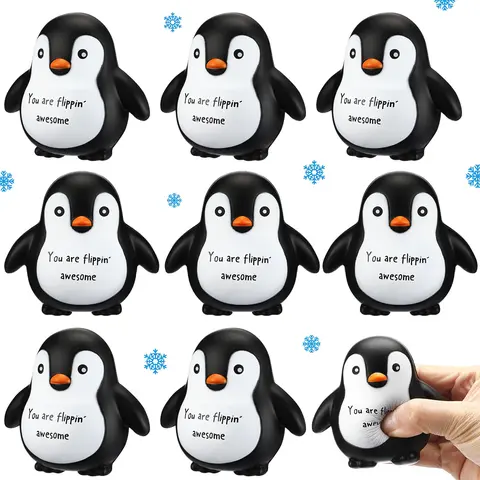 [White Elephant Party Gift] 10 Pcs Positive Penguin Stress Balls Cute Animal Slow Squishy Fidget Funny Emotional Relief Gift for Student Teacher Coworker Employee Appreciation Gift School Offcie Supplies Christmas Party Favors